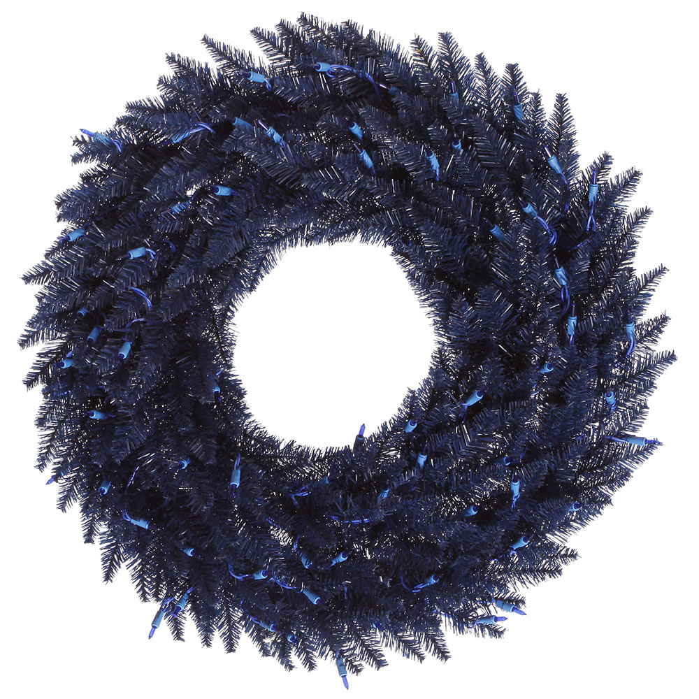 30 inch Navy Blue Fir Wreath: Unlit