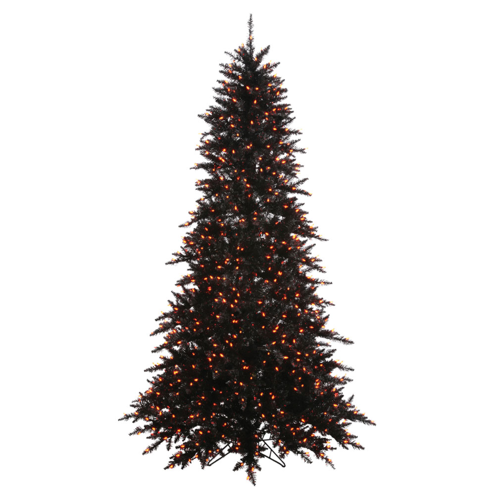 3 foot Slim Black Fir Tree: Orange LEDs