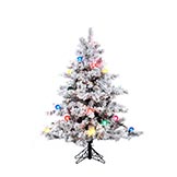 4.5 foot Flocked Alaskan Christmas Tree: Multi-Colored Mini & G50 LEDs