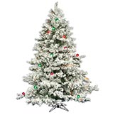 6.5 foot Flocked Alaskan Christmas Tree: Multi-Colored Mini & G50 LEDs