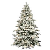 9 foot Flocked Alaskan Christmas Tree: Clear Mini & G50 LEDs