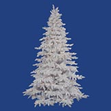 14 foot Flocked White Spruce Tree: Clear LEDs