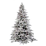 10 foot Flocked Utica Fir Christmas Tree: Multi-Colored LEDs