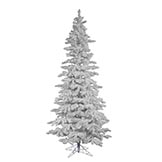6.5 foot Flocked White Slim Spruce Christmas Tree: Unlit