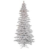 6.5 foot Flocked White Slim Spruce Tree: Clear LEDs
