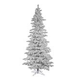 7.5 foot Flocked White Slim Spruce Christmas Tree: Unlit
