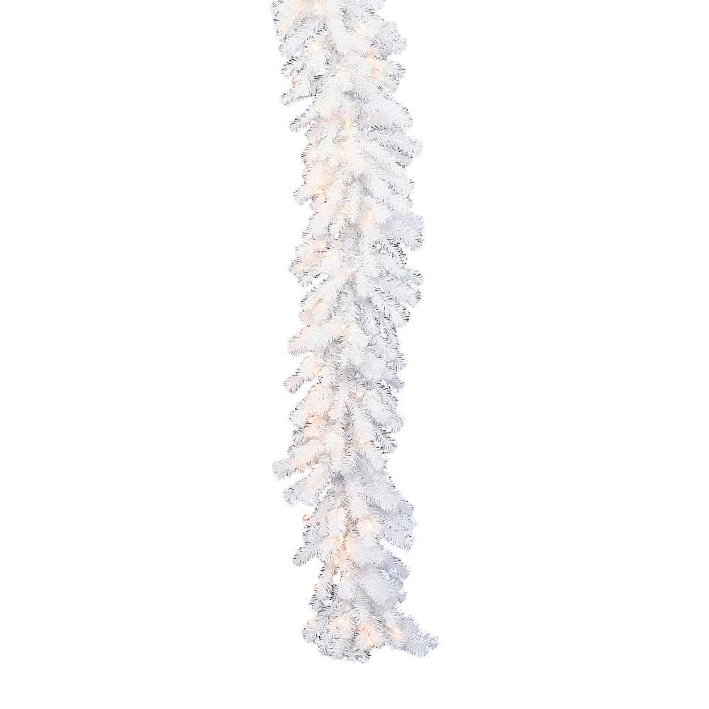 9 foot x 16 inch crystal white garland frosted led lights 9 foot x 16 inch crystal white garland frosted led lights