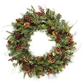 30 inch PE/PVC Cibola Mixed Pine Wreath: Unlit