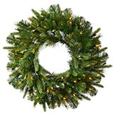 30 inch PE/PVC Cashmere Pine Wreath: Clear LEDs