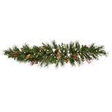 3 foot Mixed Pine Swag: Warm White Lights