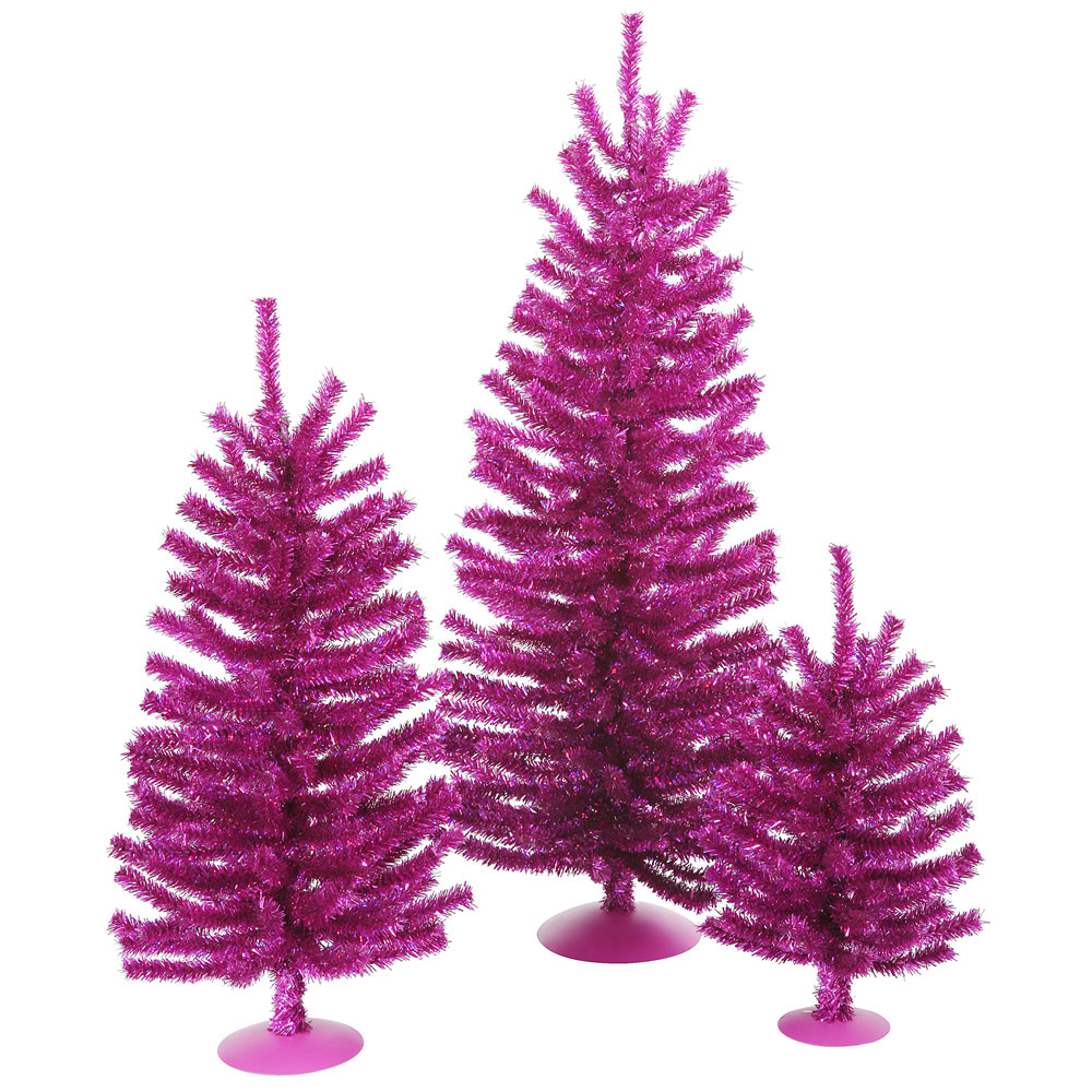 12 inch 18 inch 24 inch fuchsia mini christmas tree set 12 inch 18 inch 24 inch fuchsia mini christmas tree set