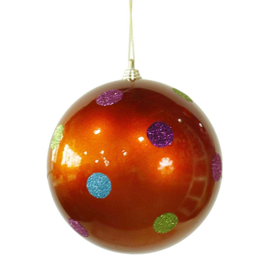 5 5 inch polka dot christmas ball ornament orange m120218 5 5 inch polka dot christmas ball ornament orange m120218