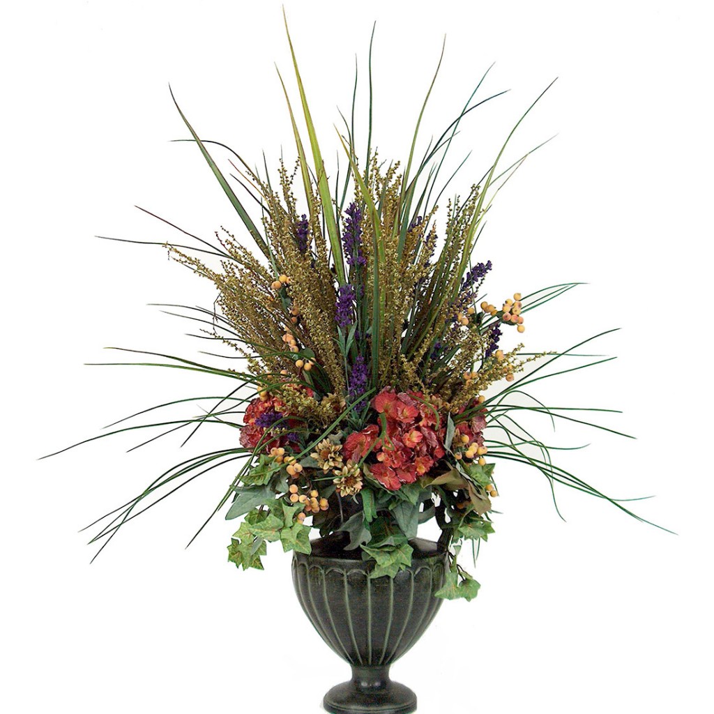 Hydrangeas and Grasses in Urn