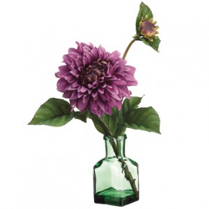 silk dahlia arrangement in acrylic water