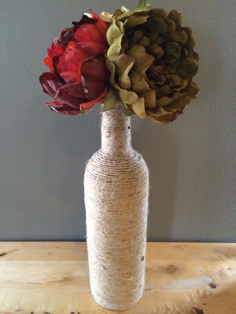Twine-Wrapped Wine Bottle Vase