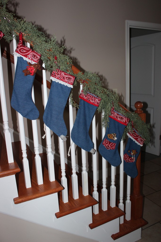 Christmas Stockings Hanging on a Banister