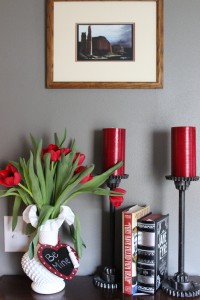 Valentine’s Day Floral Arrangement with Chalkboard