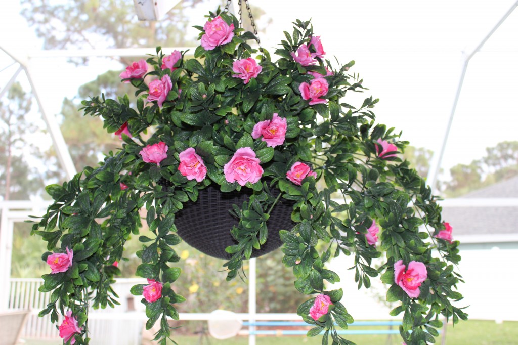 Artificial Azalea Hanging Basket