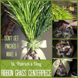 St. Patrick’s Day Ribbon Grass Centerpiece Idea