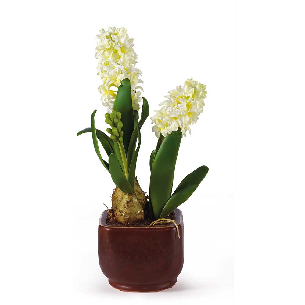 Silk Hyacinth with Glazed Pot