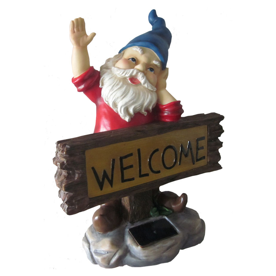 Gnome Welcome Statue with Lights