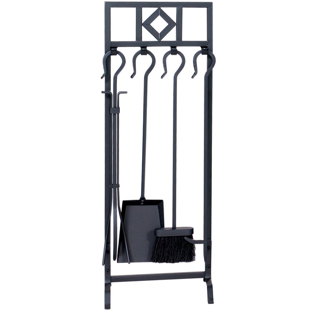 Wrought Iron Fireset with Diamond Design