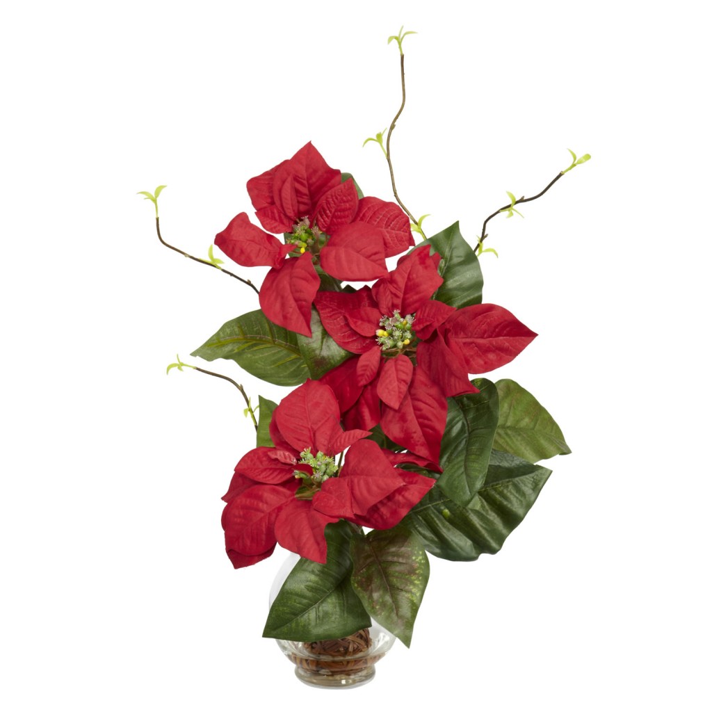 Silk Poinsettias in Fluted Vase