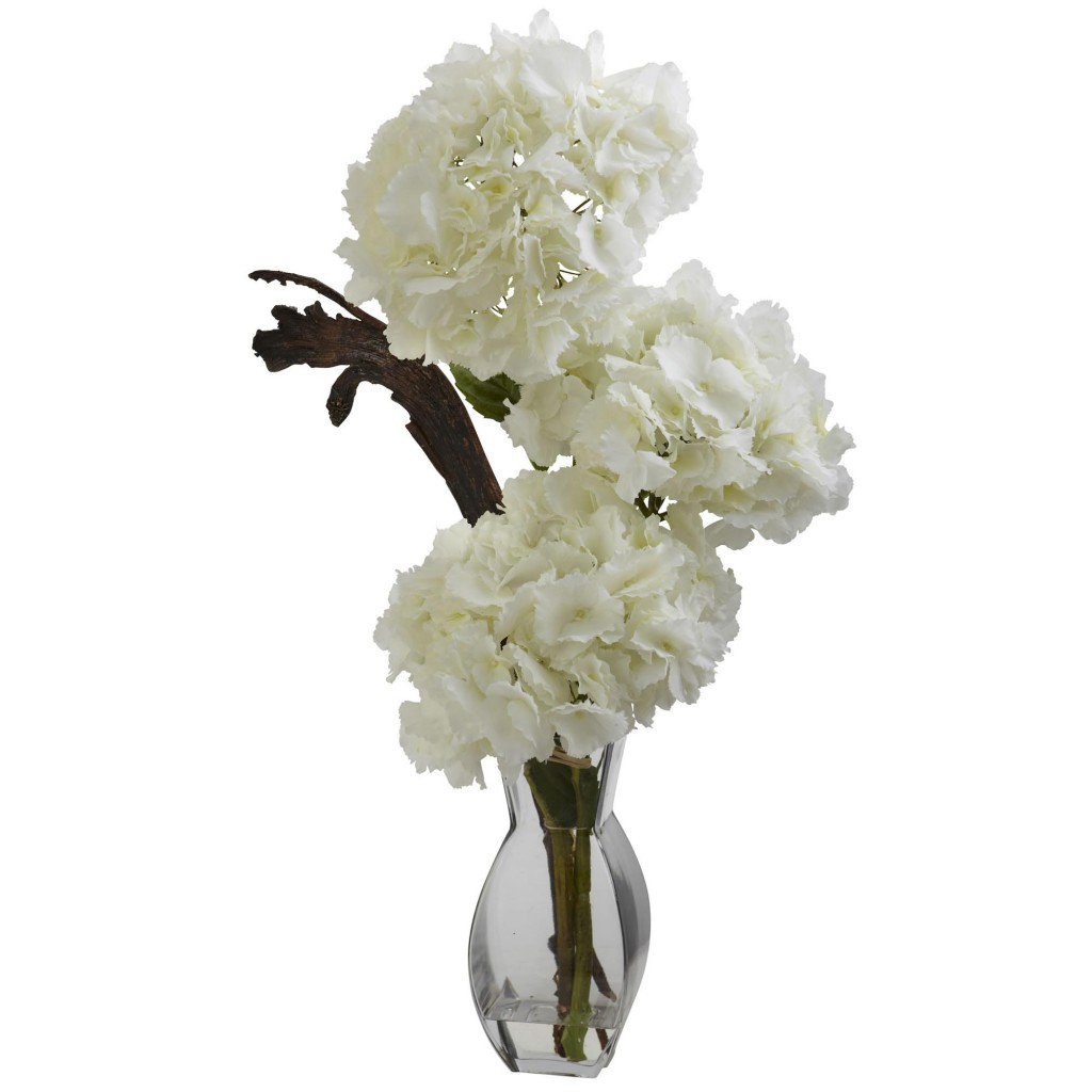 28-Inch Artificial Triple Hydrangea in Vase