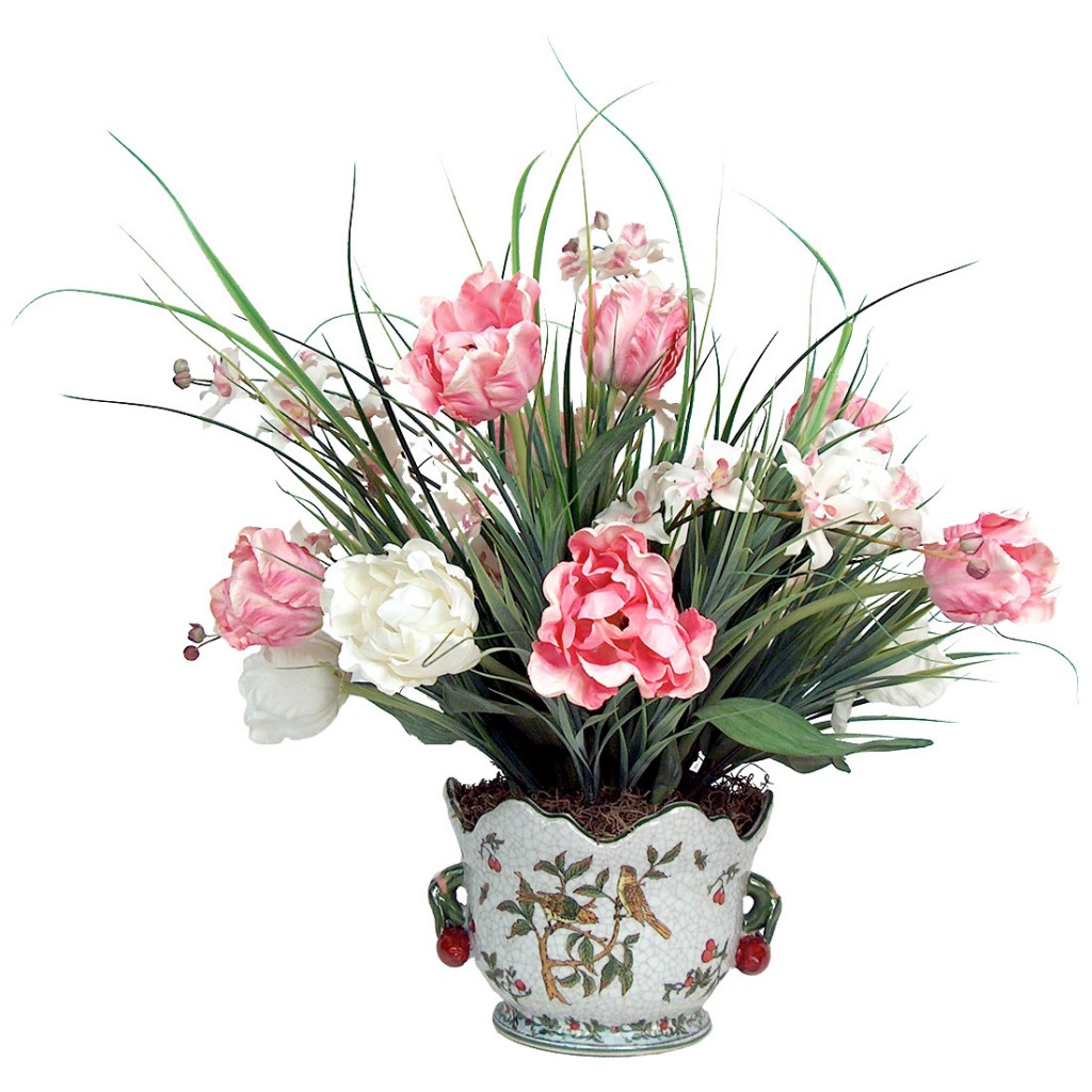 White and Pink Parrot Tuilip Arrangement