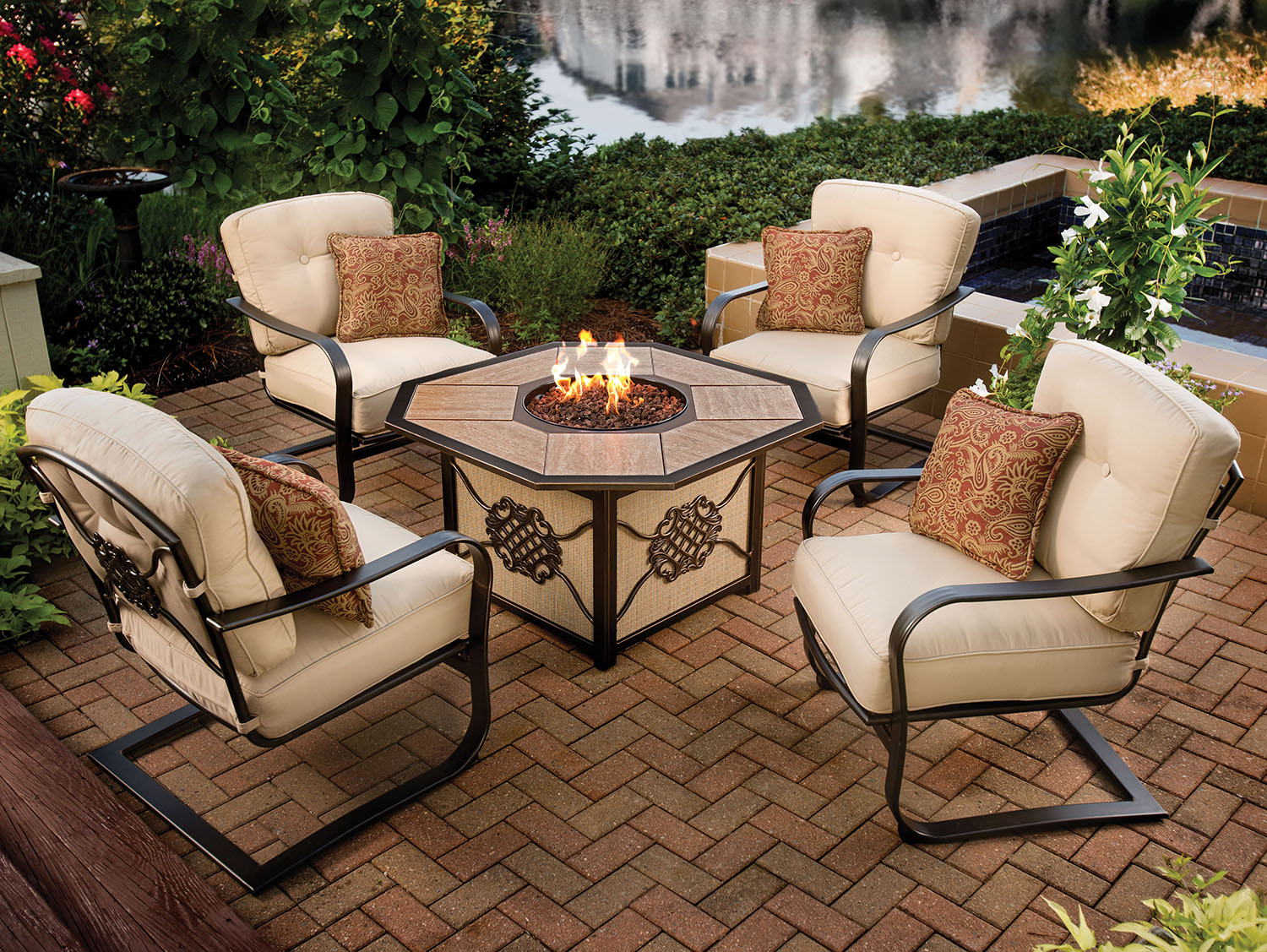 Oakland Living Octagon Fire Table Set