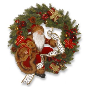 24-Inch Wreath with Santa Figurine
