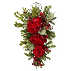 27-Inch Christmas Hydrangea Teardrop