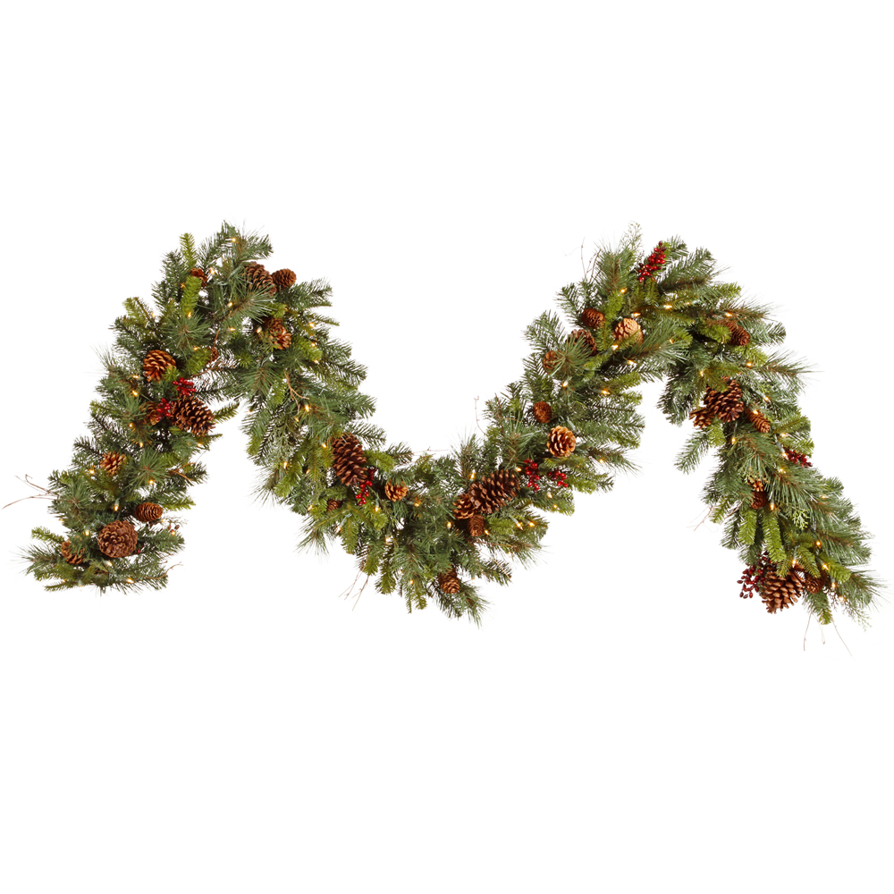 Garland with pinecones and red berries