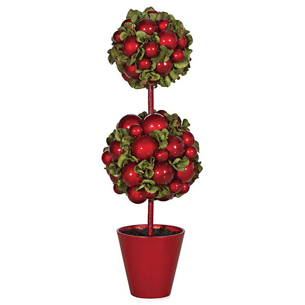 Double Ball Topiary in Red Pot