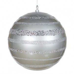 Silver Glaze-Glitter-Sequin Ball Ornament