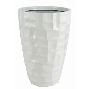 Gloss White Fiberglass Mosaic Planter