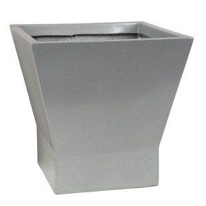 Silver Fiberglass Square Planter