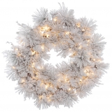 30 inch Alberta Flocked Wreath: Clear Lights