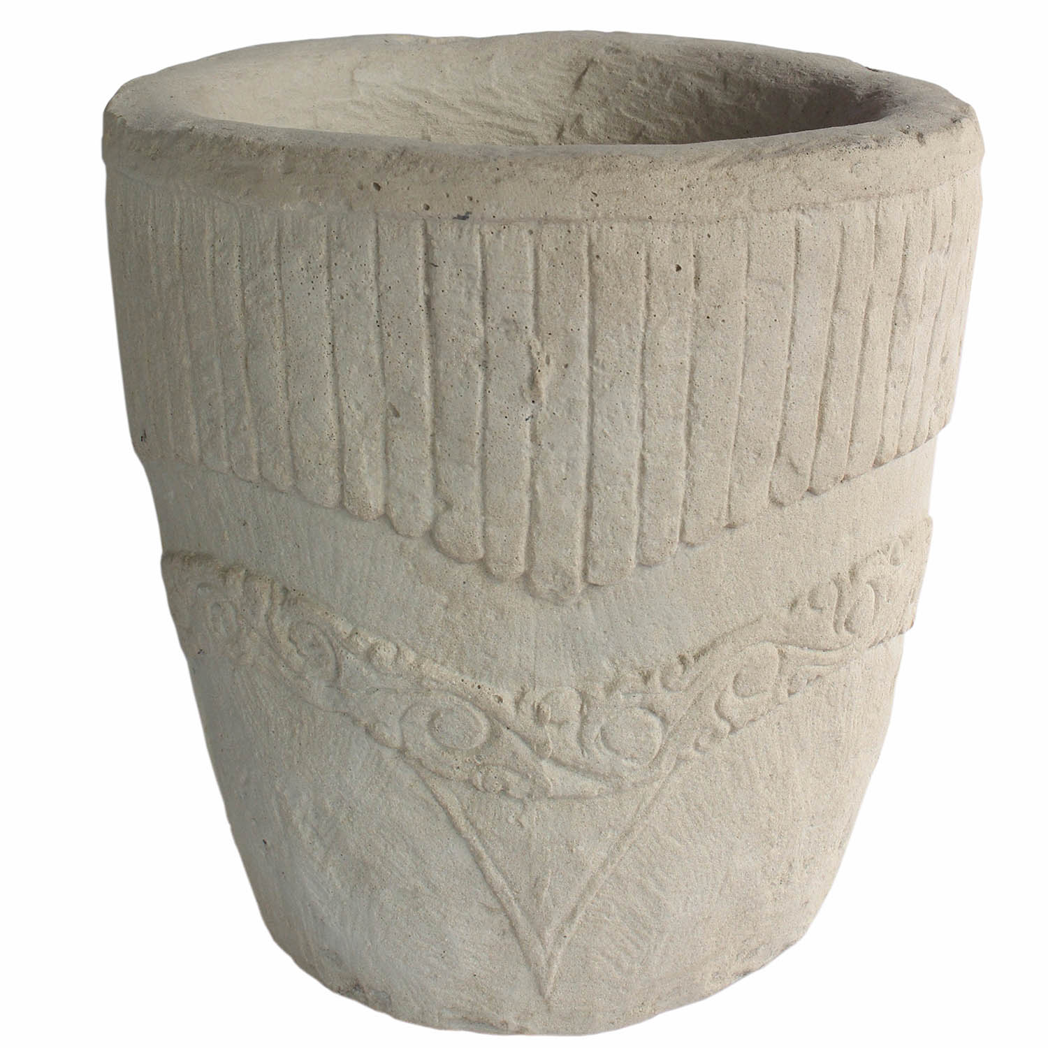 Geneva Round Cast Limestone Planter