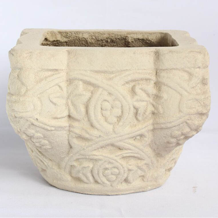 Square Tiffany Cast Limestone Planter