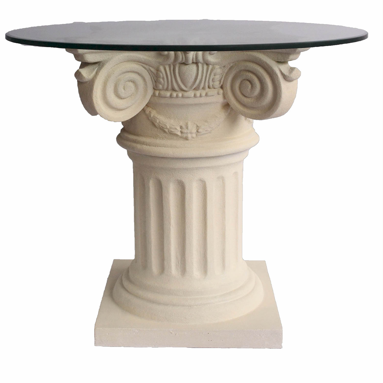 ADN1003 Florence Cast Limestone Dining Glass Top Table sku ADN1003