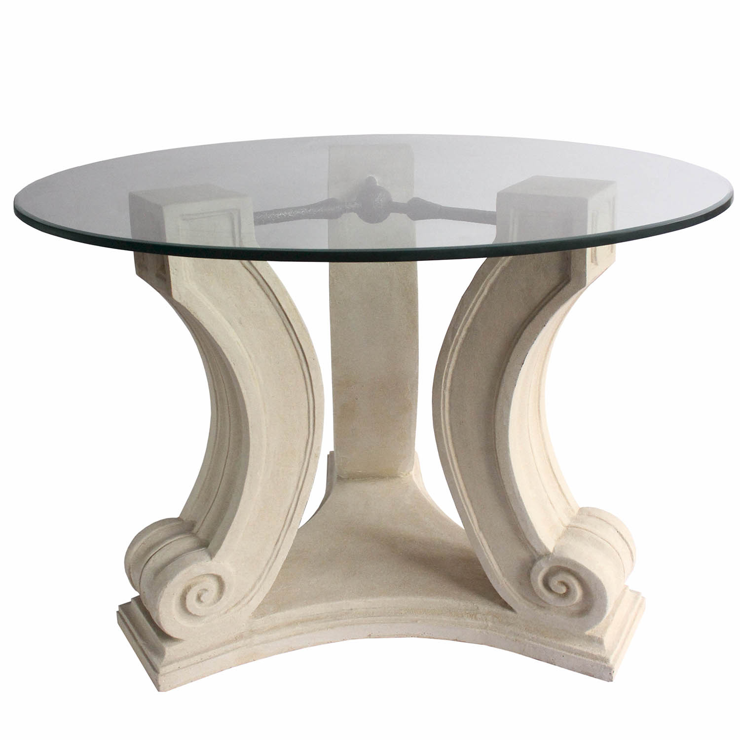 Regency Cast Limestone Entry Hallway Glass Top Table
