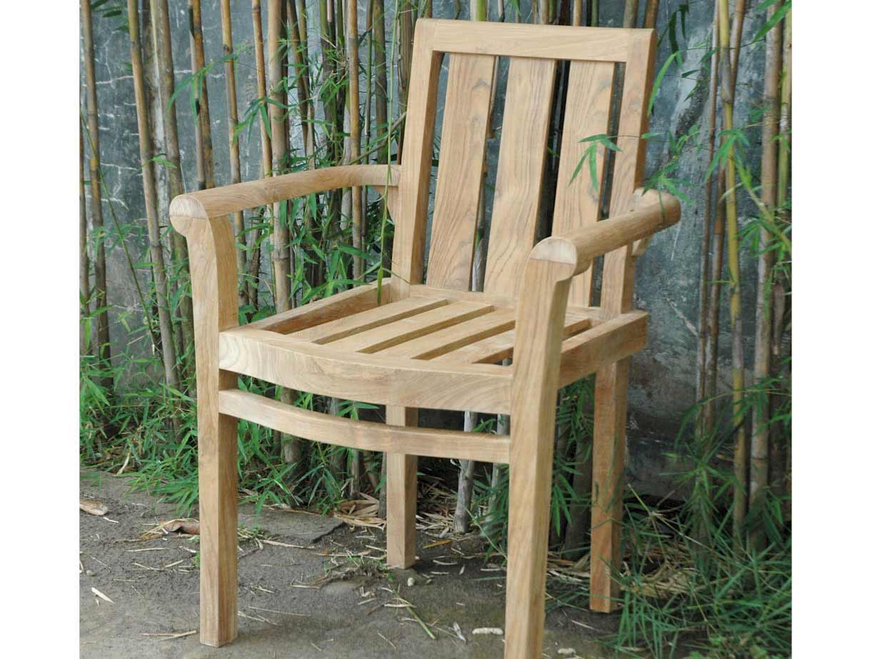 Teak Classic Stackable Arm Chair (set Of 4)