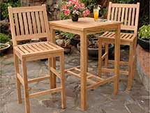 Teak Avalon Square Bar Table with 2 Chairs