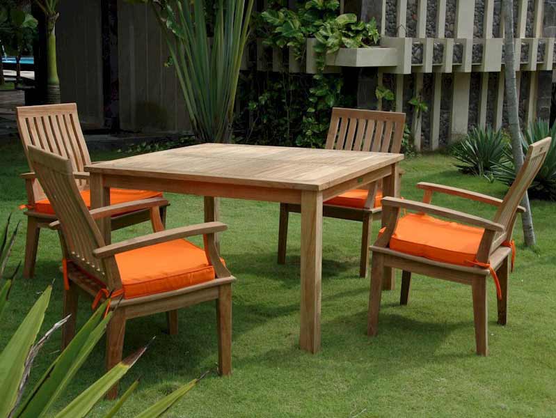 Teak Square Dining Set With 4 Brianna Arm Chairs