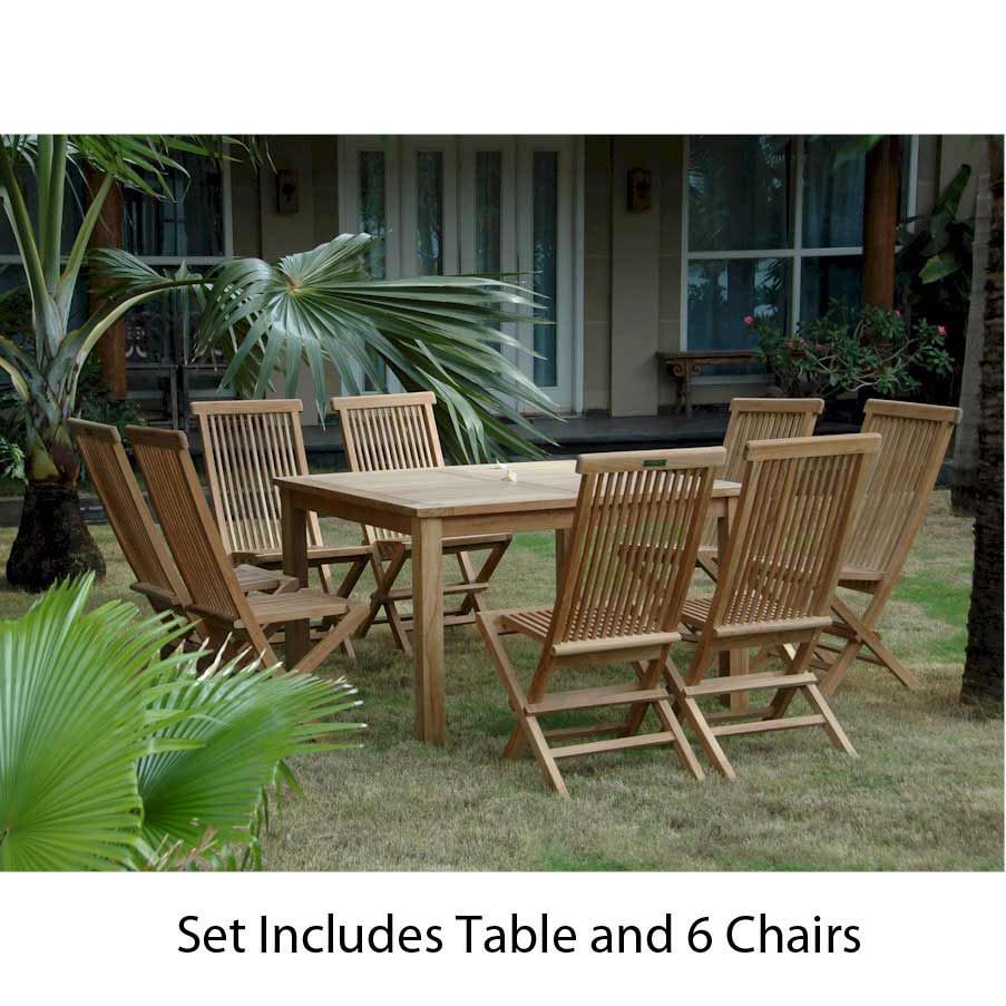 ADNSET104 Teak Square Dining Set with 6 Classic Folding Chai sku ADNSET104