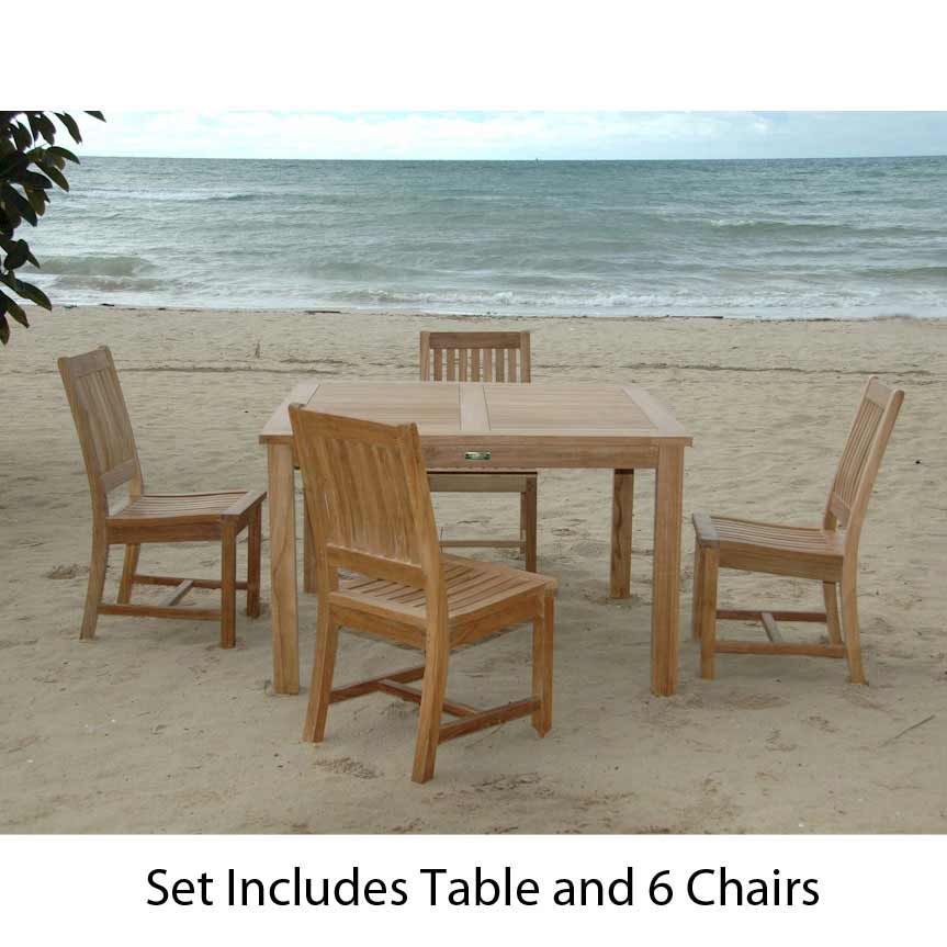 Teak Square Dining Set With 6 Rialto Chairs