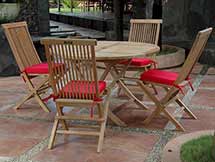 Teak Round Dining Set with 4 Classic Folding Chairs