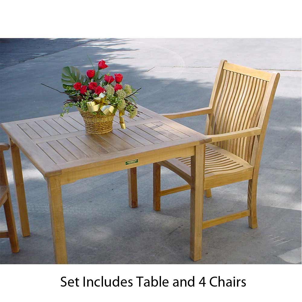 Teak Dining Set with Chicago Arm Chairs and Bahama Table