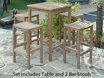 Teak Square Bar Table with 2 New Montego Chairs